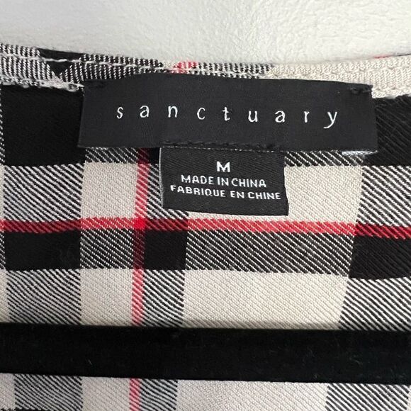 *2/$30* Sanctuary size M Cori plaid top with smocked sleeves - Picture 4 of 5